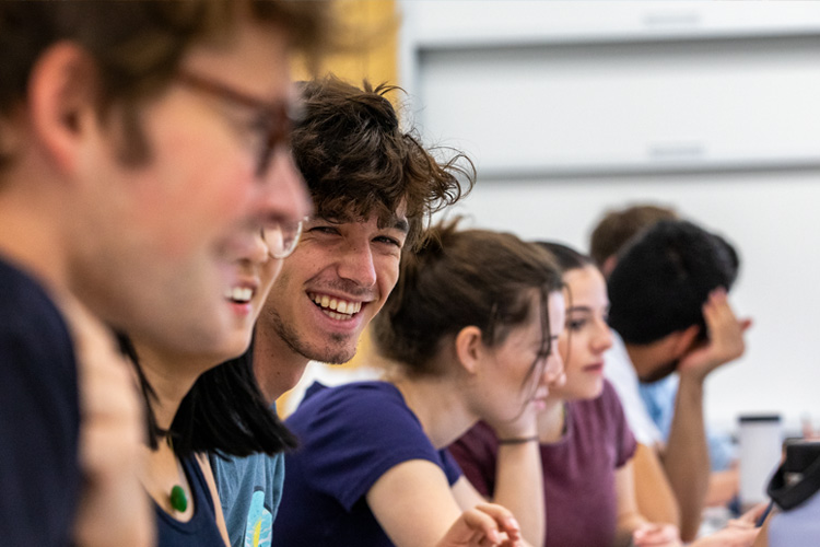 Students laughing in class